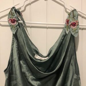 Teal Dressy Drapped Sleeveless Top L